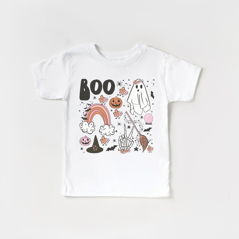 Baby Girls White Boo Halloween Short Sleeve Tee Shirts Tops Preorder(moq 5)
