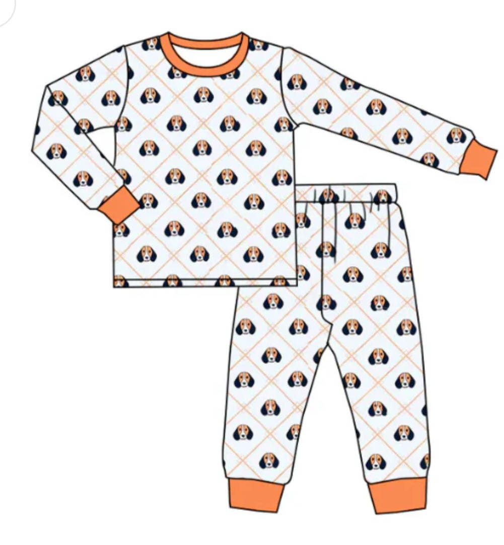 Preorder moq 5 Baby Boys Tennessee Dog Team Shirt Pants Pajamas Clothes Sets