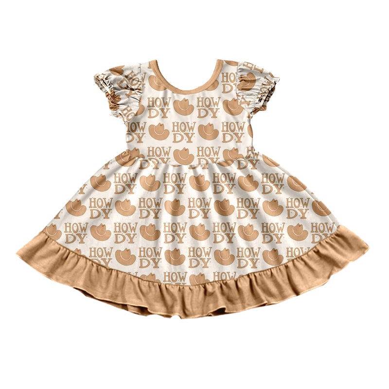 Baby Girls Howdy Short Sleeve Western Knee Length Dresses preorder(moq 5)