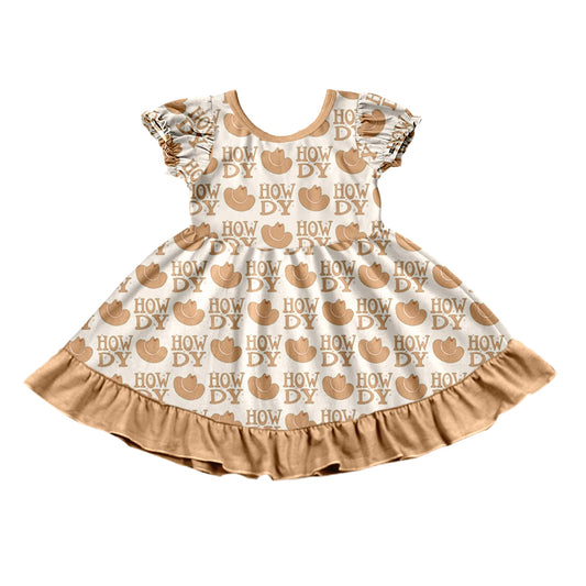 Baby Girls Howdy Short Sleeve Western Knee Length Dresses preorder(moq 5)