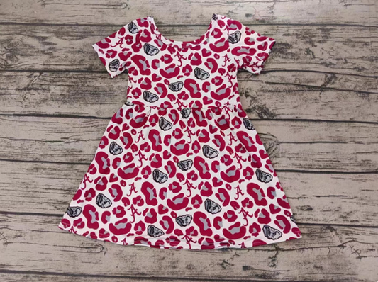 Preorder moq 5 Baby Girls Alabama Team Short Sleeve Knee Length Dresses