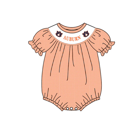 Baby Infant Girls Auburn Team Short Sleeve Rompers preorder split order Sep 8th