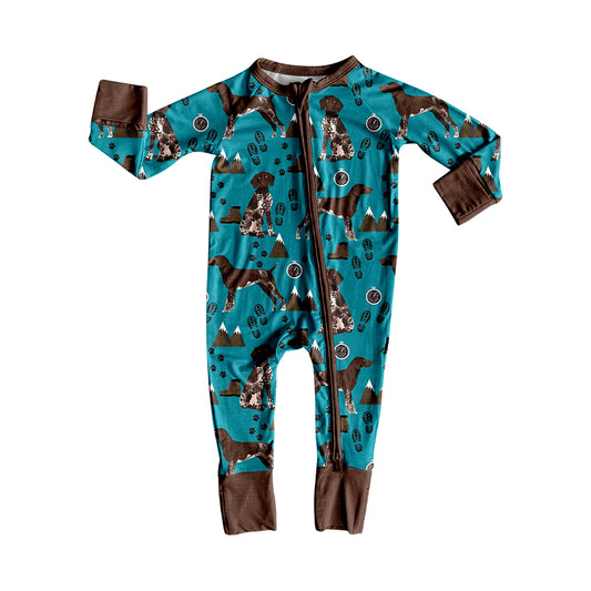 Preorder (moq 20)Baby Boys Bamboo Dogs Hunting Zippy Footie Rompers