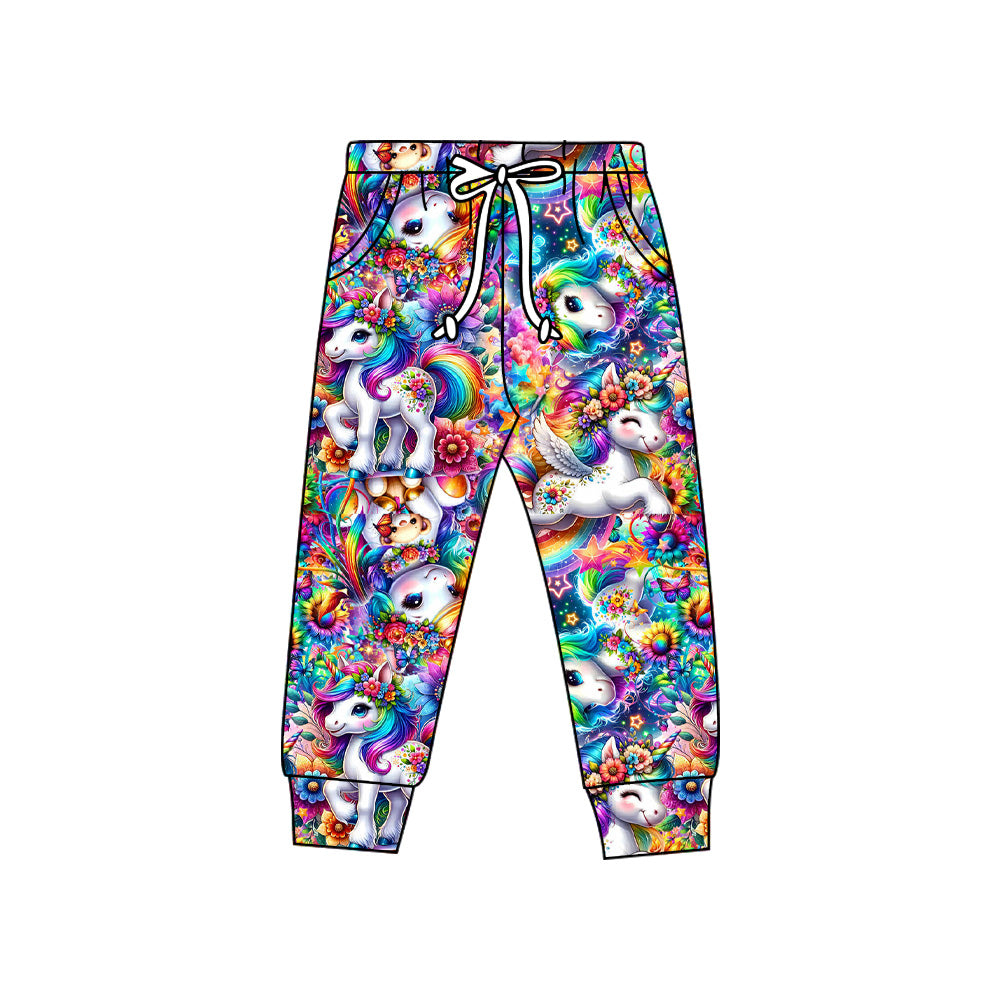 Preorder(moq 5) Baby Kids Cartoon Horses Floral Jogger Pants