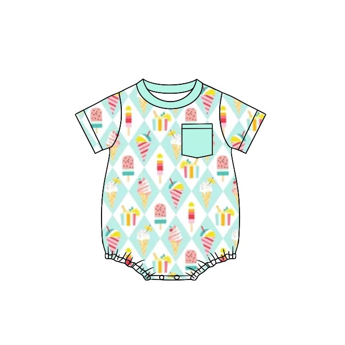 Baby Infant Boys Popsicle Pocket Summer Rompers preorder(moq 5)