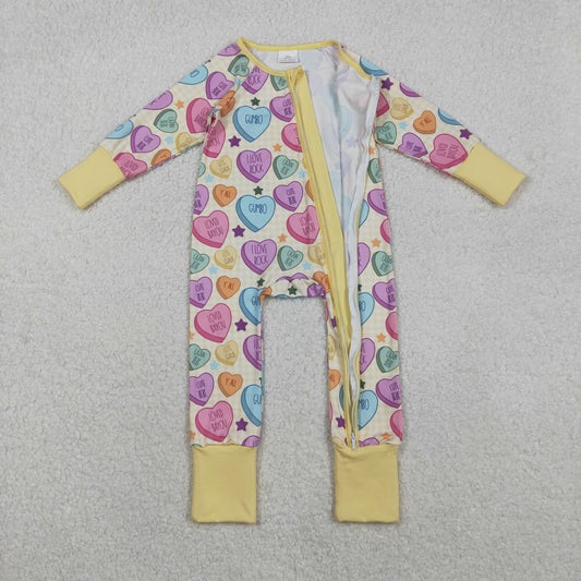 Baby Girls Colorful Hearts Stars Valentine Two Way Zip Converbitle Rompers