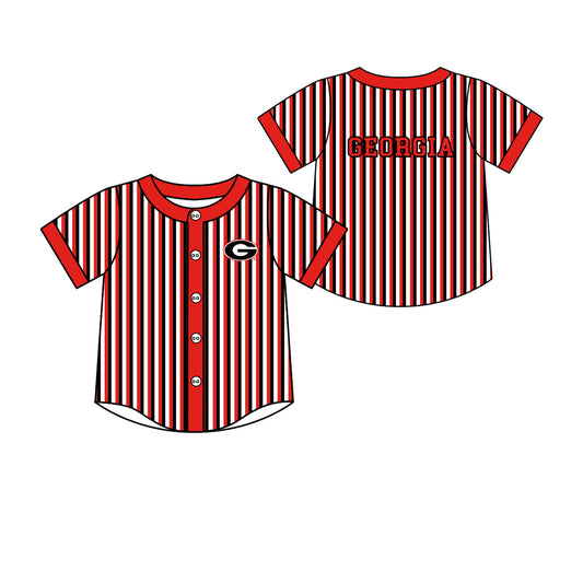 Preorder (moq 5)Baby Boys Short Sleeve Georgia Stripe Team Button T-shirts Top