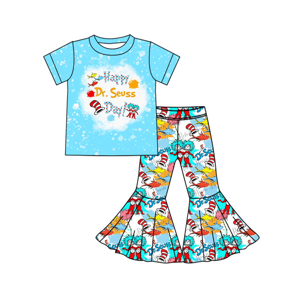 Baby Girls Hat Dr Reading Blue Top Bell Pants Clothes Sets preorder(MOQ 5)