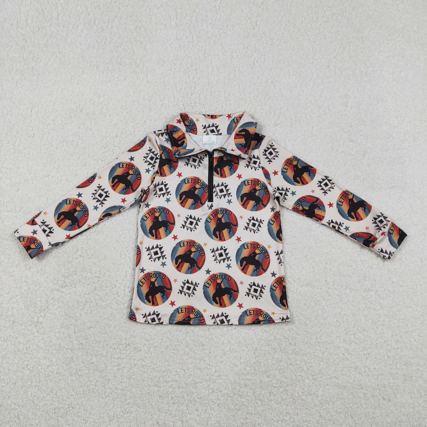 Baby Boys Long Sleeve Aztec Horse Rodeos Western Zipper Pullovers Top