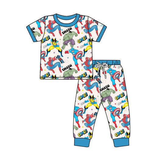 Baby Boys Blue Hero Shirt Pants Pajamas Clothes Sets order preorder (moq 5)