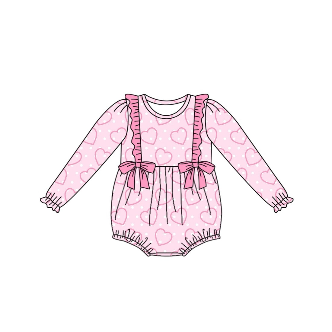 Baby Infant Girls Valentines Pink Hearts Rompers preorder(moq 5)