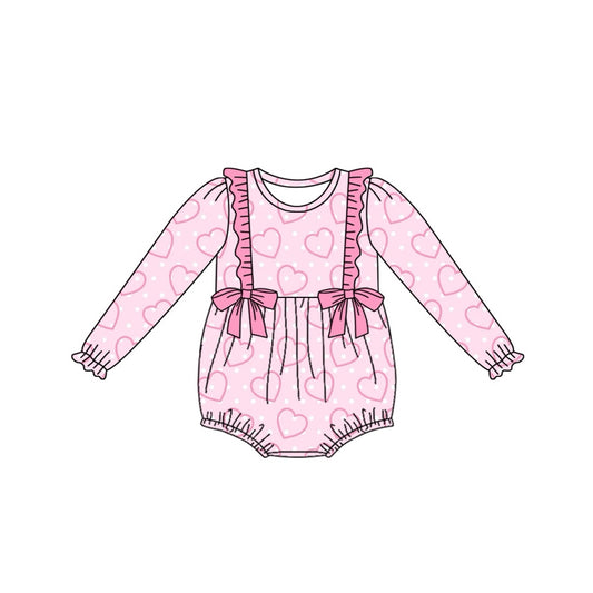 Baby Infant Girls Valentines Pink Hearts Rompers preorder(moq 5)