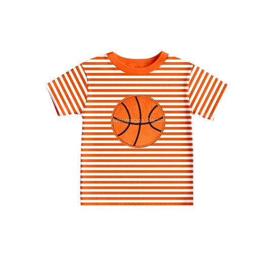 Baby Boys Orange Stripes Baseketball Short Sleeve Tee Shirts Tops preorder(moq 5)