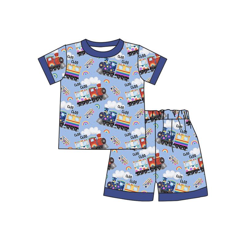 Baby Boys Summer Shirt Train Shorts Pajamas Clothes Sets preorder (moq 5)