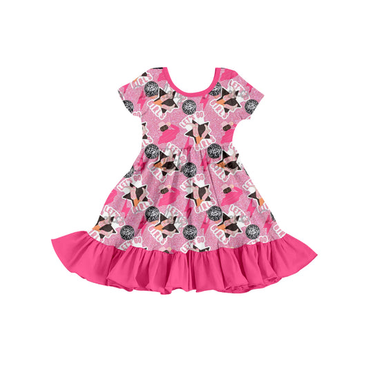 Baby Girls Let's Go Girls Short Sleeve Ruffle Pink Knee Length Dresses preorder(moq 5)