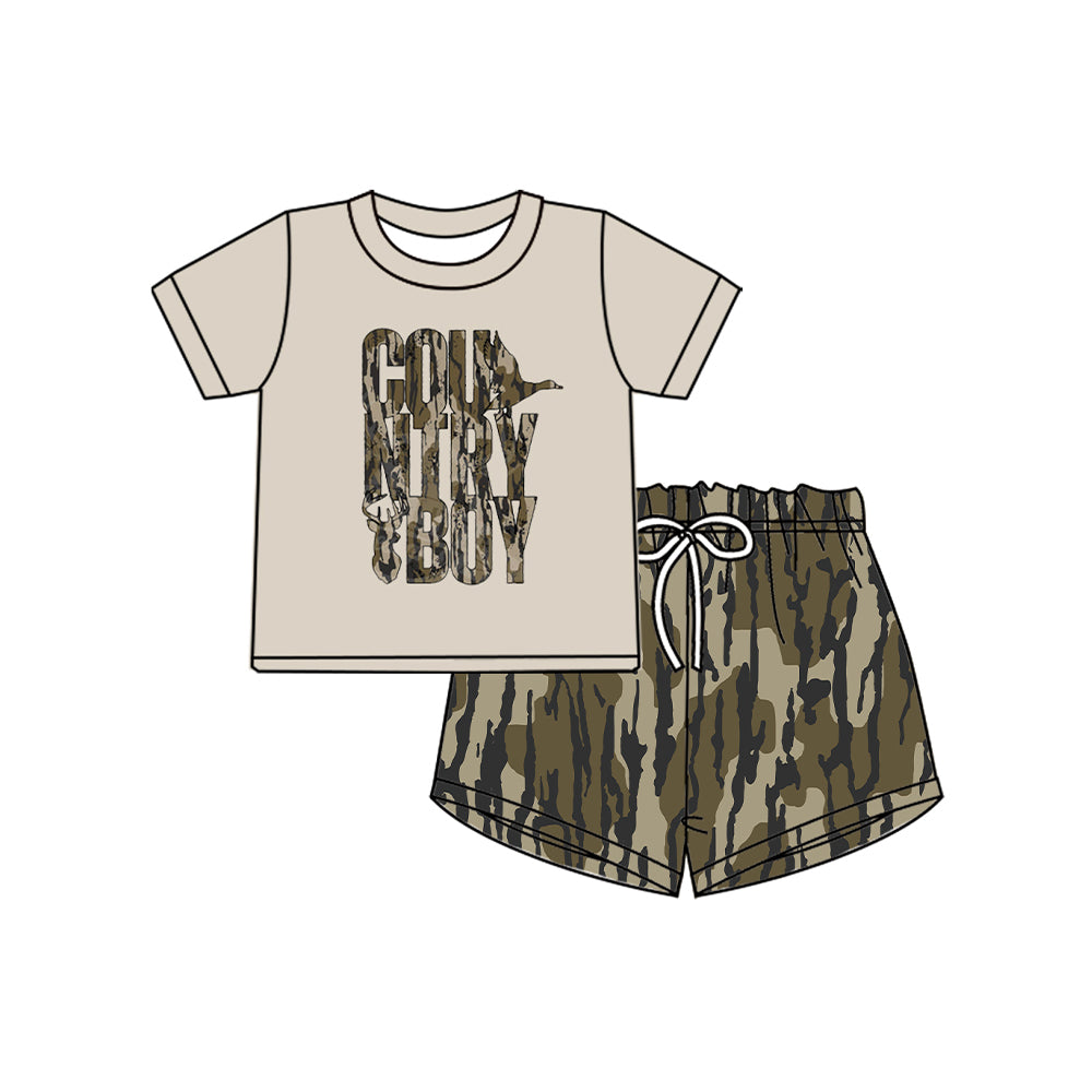 Baby Boys Southern Duck Top Bottomland Camo Shorts Clothes Sets preorder(MOQ 5)