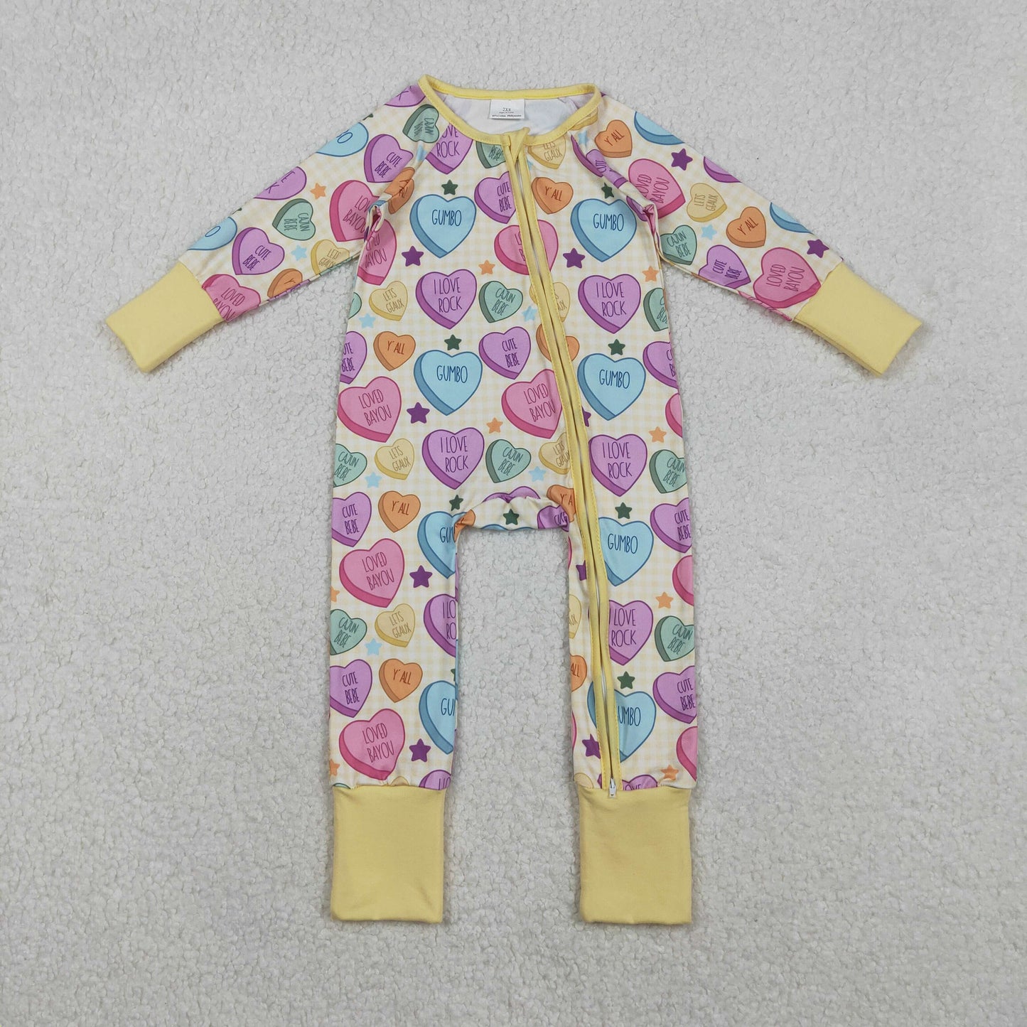 Baby Girls Colorful Hearts Stars Valentine Two Way Zip Converbitle Rompers
