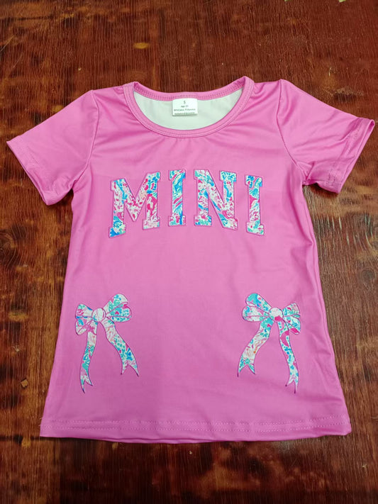 Preorder moq 5 Baby Girls Pink Short Sleeves Floral MINI Bows Tee Shirts Top