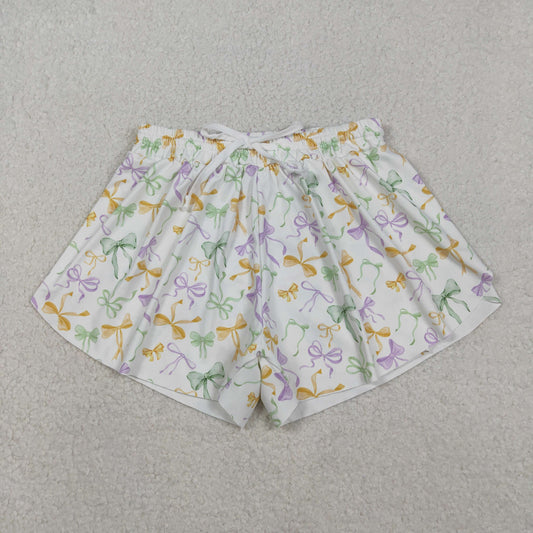 Adult Women Mardigras Bows Ruffle Yoga Shorts Bottoms
