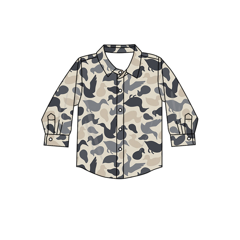 Baby Boys Camo Ducks Hunting Buttons Tee Shirts Tops Preorder(moq 5)