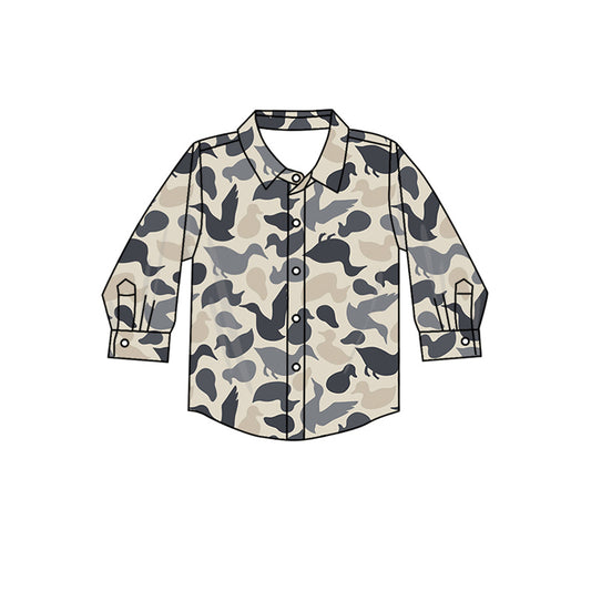 Baby Boys Camo Ducks Hunting Buttons Tee Shirts Tops Preorder(moq 5)