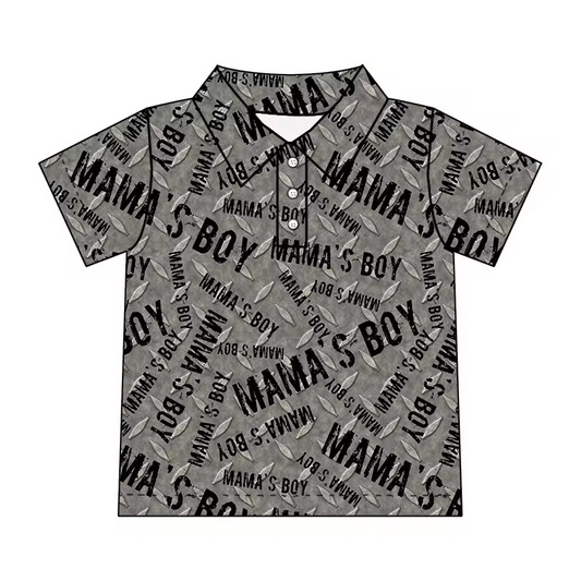 Baby Boys Mama's Boy Short Sleeve Buttons Top Shirt Preorder(moq 5)