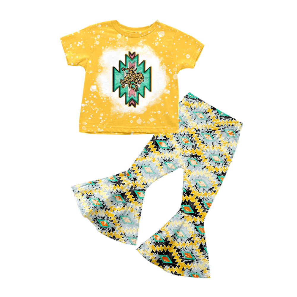 Baby Girls Rodeo Aztec Shirt Bell Bottom Pants Western Clothes Sets preorder(moq 5)