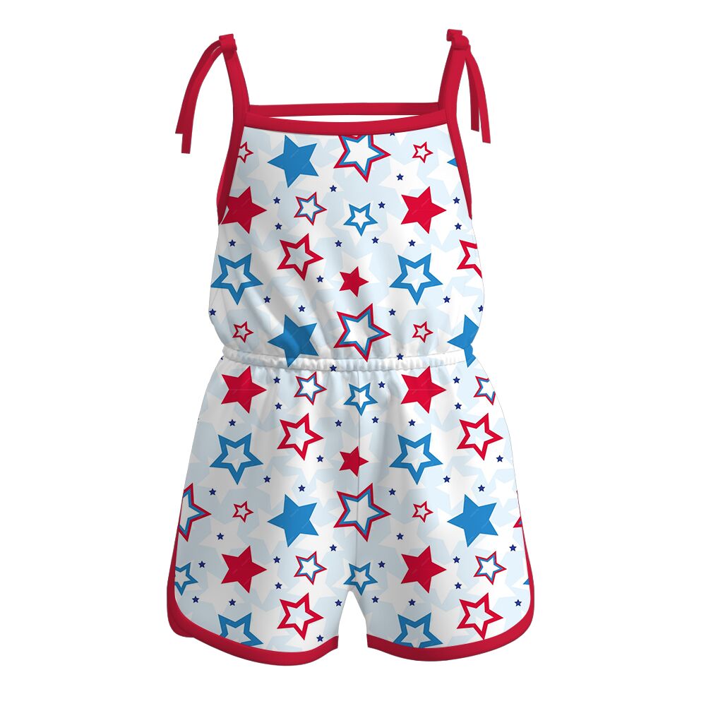 Baby Girls 4th Of July Stars Straps Summer Jumpsuits preorder(moq 5)