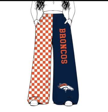 Preorder (moq 5) Adult Women Broncos Orange Checkered Pants Bottom