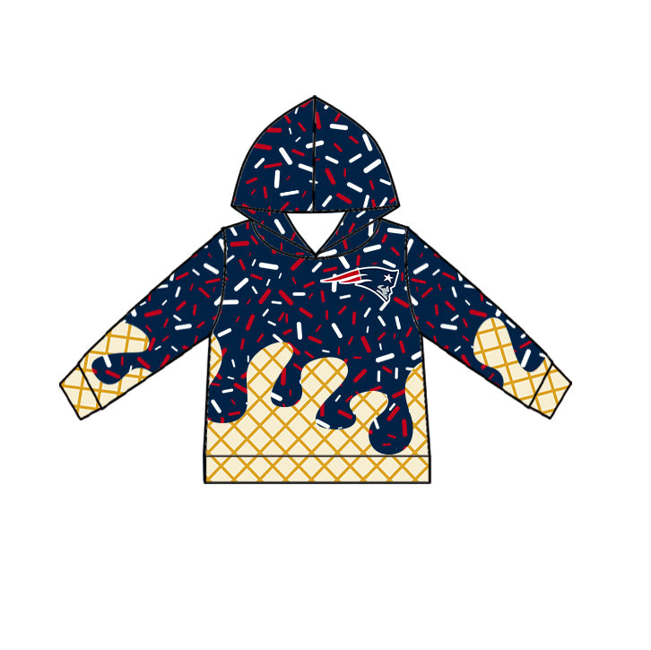Preorder (moq 5)Baby Boys Drip Sprinkles Patriots Team Long Sleeves Hoodies Top