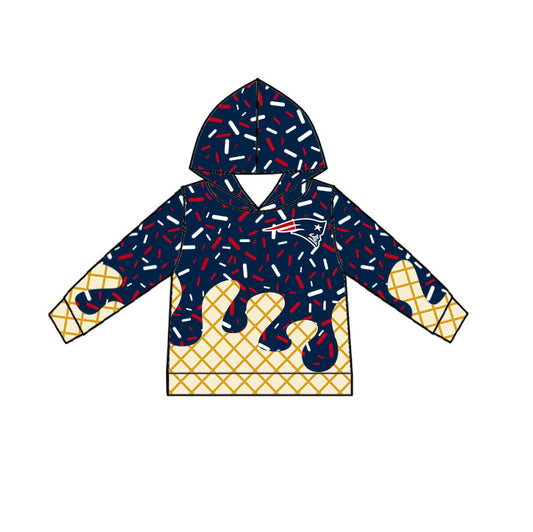 Preorder (moq 5)Baby Boys Drip Sprinkles Patriots Team Long Sleeves Hoodies Top