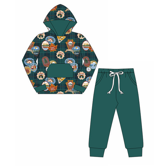 Baby Boys Camping Hooded Top Pants Clothes Sets preorder(MOQ 5)