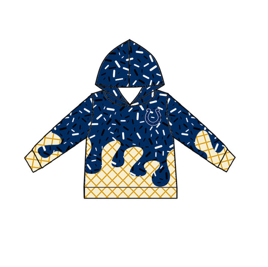 Preorder (moq 5)Baby Boys Navy Drip Sprinkles Indianapolis Colts Team Long Sleeves Hoodies Top
