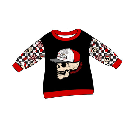 Baby Boys Halloween Red Spooky Skulls Tee Shirts Tops Preorder(moq 5)