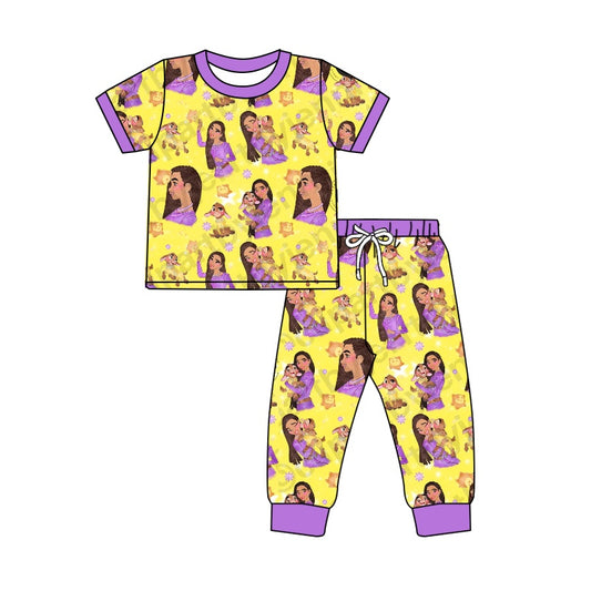 Baby Girls Purple Princess Shirt Top Pants Pajamas Clothes Sets Preorder(moq 5)