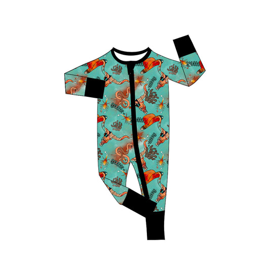 Infant Baby Kids Western Cows Zip Rompers preorder(moq 5)