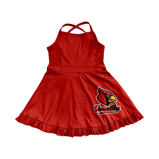 Preorder (moq 5)Baby Girls Red Versailles Team Sleeveless Straps Dresses