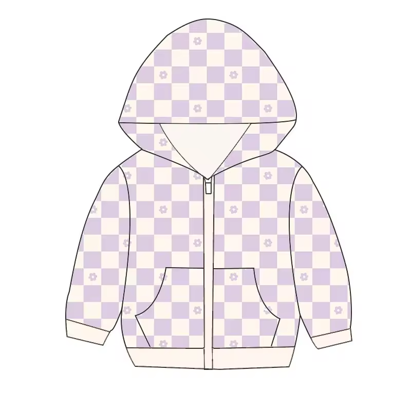 Baby Girls Lavender Flowers Hooded Tops Preorder(moq 5)