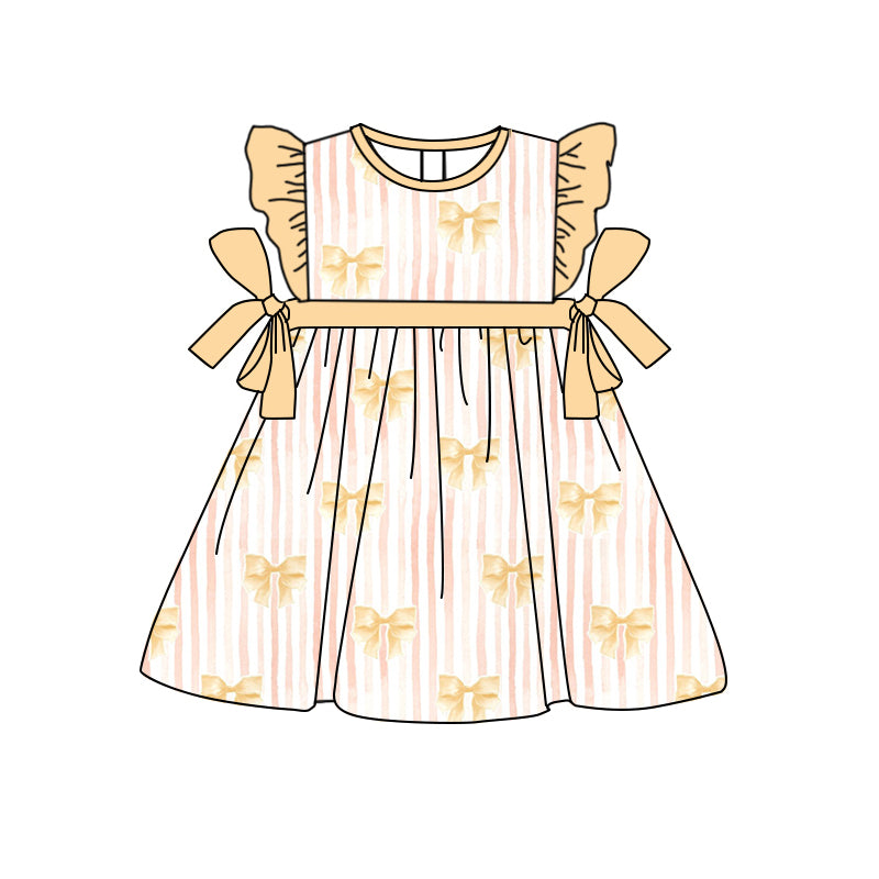 Baby Girls Yellow Bows Knee Length Dresses preorder(MOQ 5)