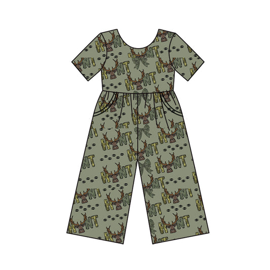 Preorder (moq 5)Baby Girls Hunting Deer Season Pockets Jumpsuits
