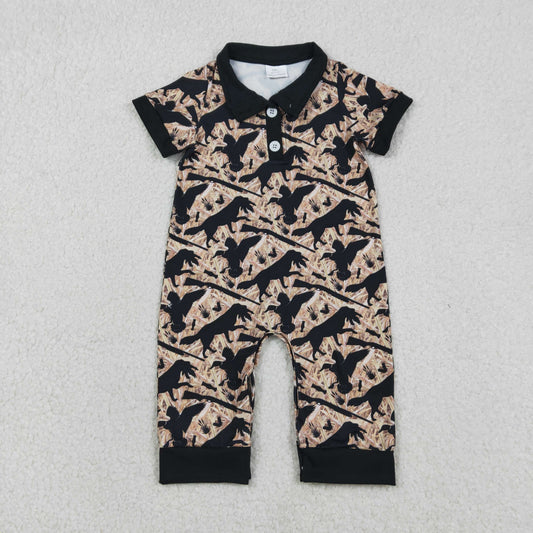 Baby Boys Southern Hunting Dog Ducks Camo Button Rompers