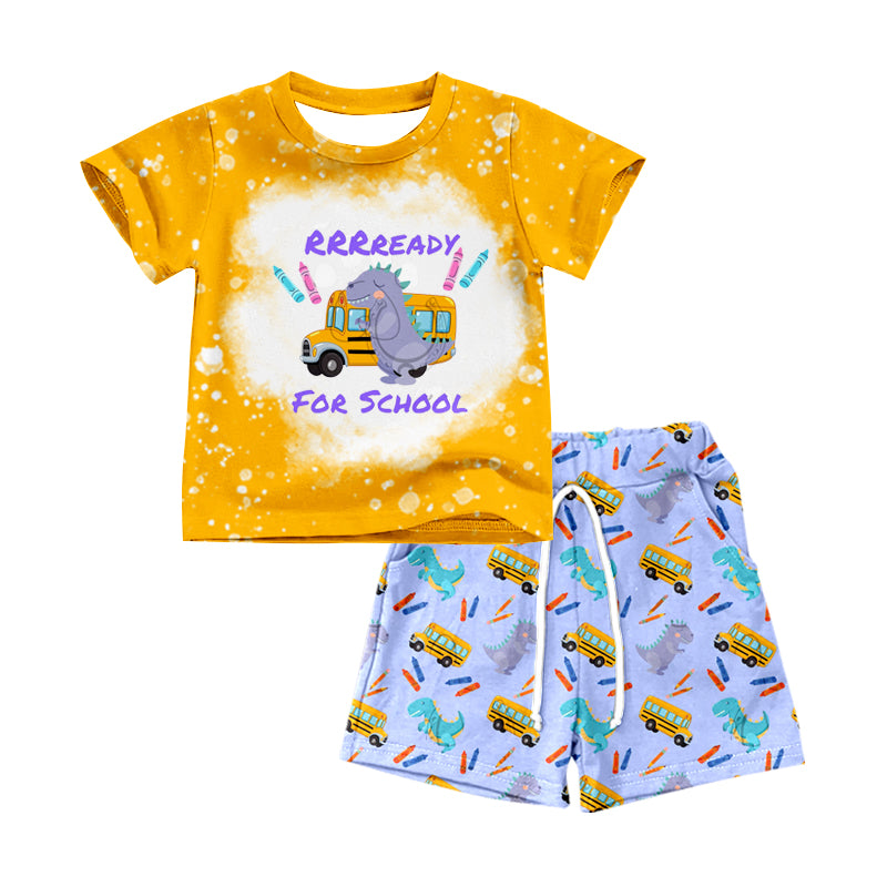 Baby Boys Dinosaur Back To School Short Sleeve Shirt Shorts Clothes Sets preorder(moq 5)