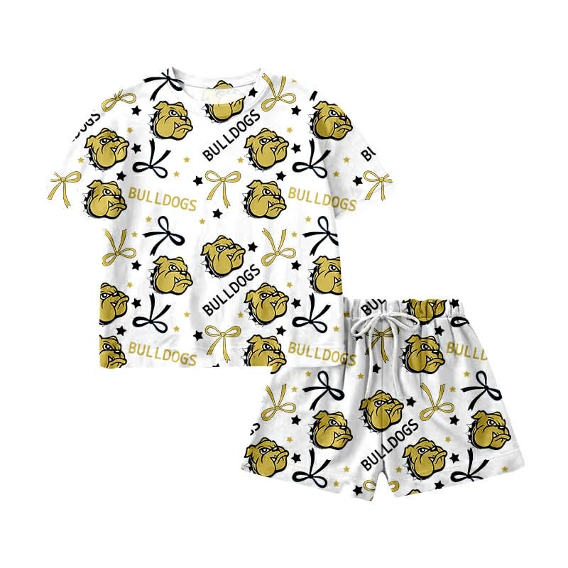 Preorder (moq 5)Baby Kids Bulldogs Top Short Team Clothes Sets