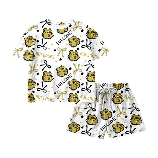 Preorder (moq 5)Baby Kids Bulldogs Top Short Team Clothes Sets