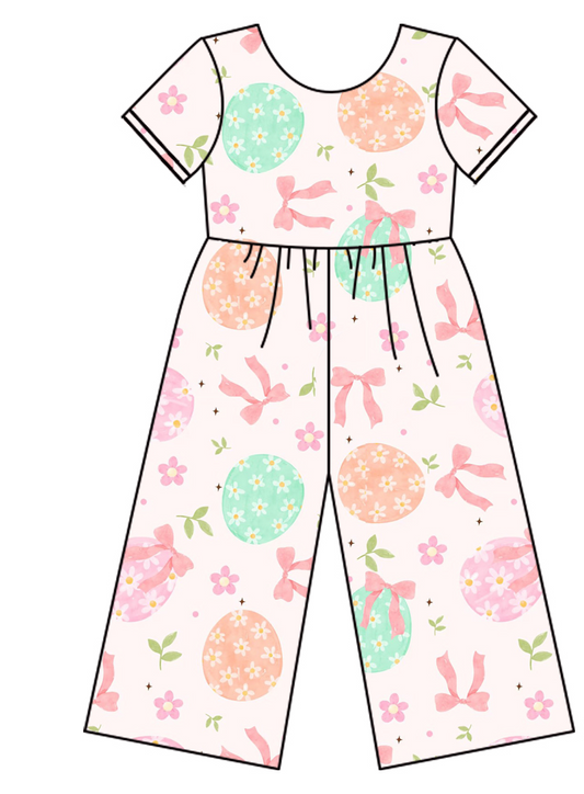 Preorder moq 5 (each item)Baby Girls Short Sleeve Rabbits Bows Flowers Pants Jumpsuits