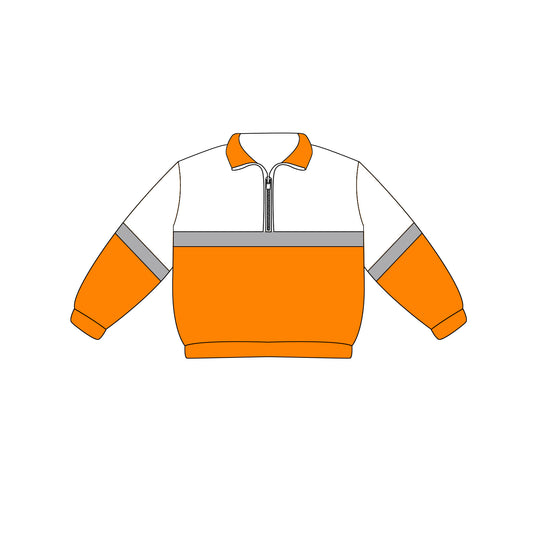 Preorder (moq 5)Baby Boys Long Sleeve Orange White Team Zip Pullovers Tops