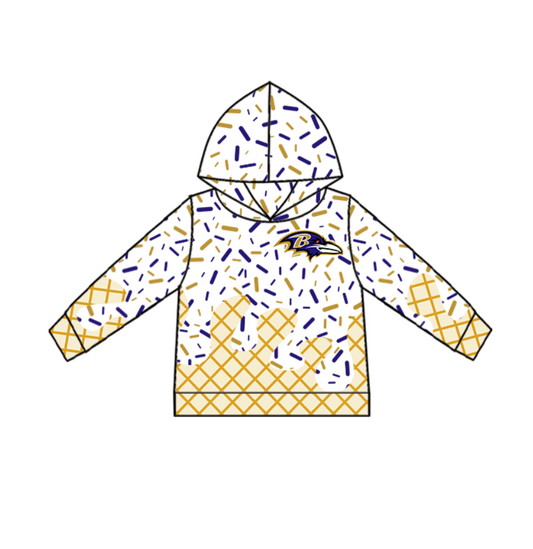 Preorder (moq 5)Baby Girls Team Purple Bird Hooded Pullovers Tops