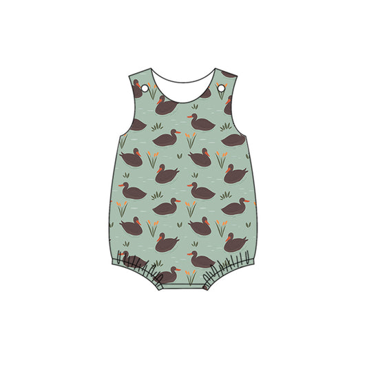Baby Infant Boys Mallard Ducks Sleeveless Buttons Rompers Preorder(moq 5)