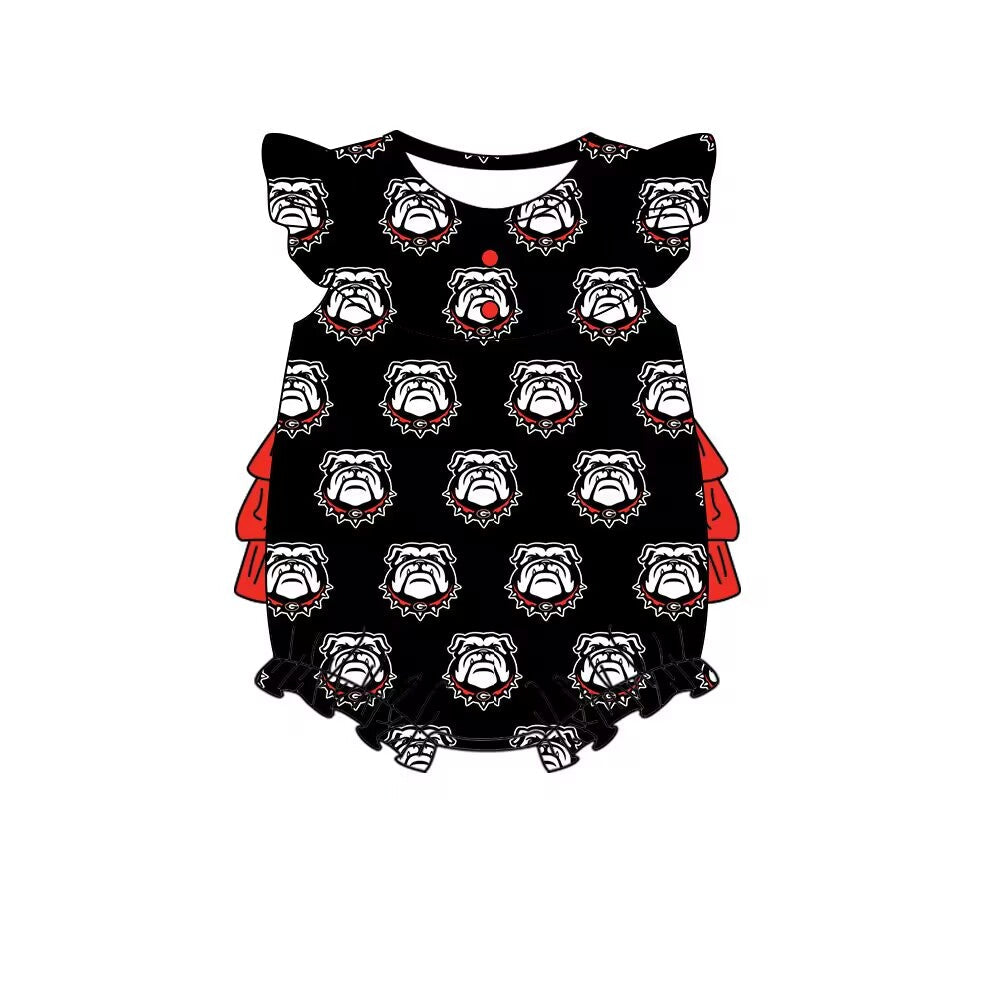 Baby Infant Girls Bulldogs Team Ruffles Rompers preorder(moq 5)