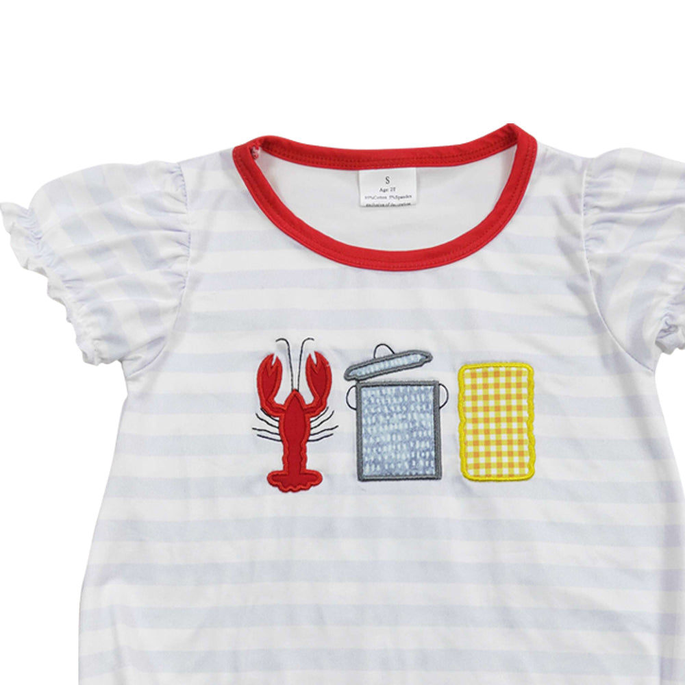 Baby Infant Girls Crawfish Boiled Corn Short Sleeve Rompers